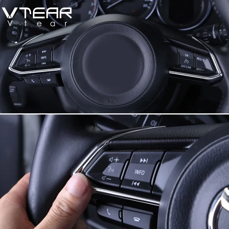 Vtear для Mazda CX 3 CX3 накладка на рулевое колесо ABS хромированные аксессуары интерьера