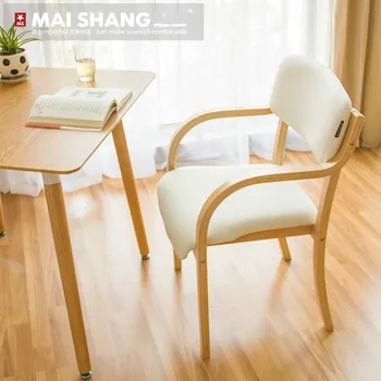 

Modern minimalist dining chair fabric wooden chair back computer casual coffee chair