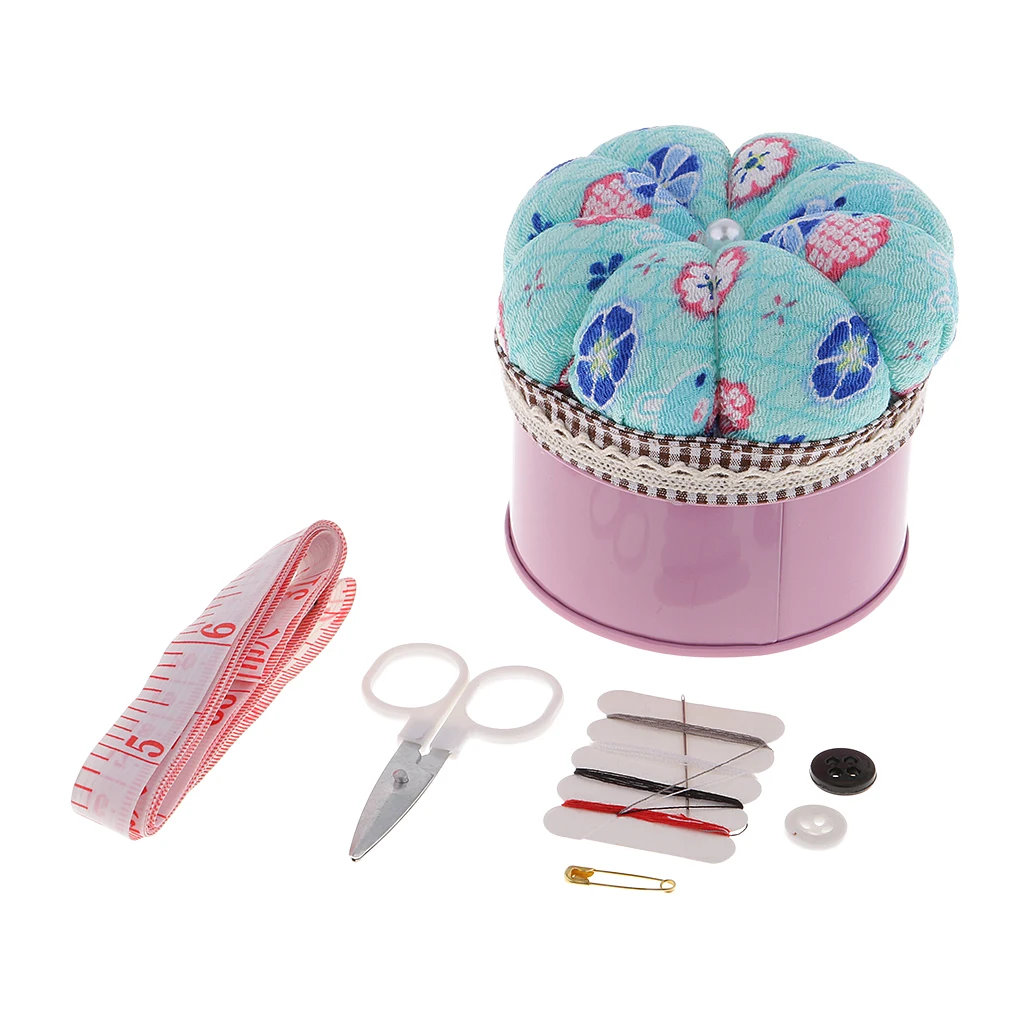 Lovely Pumpkin Shape Sewing Pin Cushion Pincushions Handmade with Sewing Kit for Beginners
