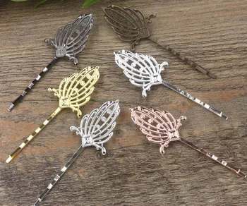 

22x35mm Blank Bobby Pins Hairpins Bases Vintage Filigree Flower Bride Hair Clip Findings DIY Hair Accessories Women's Jewelry