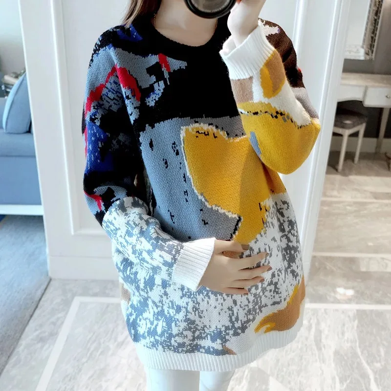 

Maternity Sweater Clothes For Pregnant Women Fall Wool Pullover Autumn Winter top Warm Knitting Sweatshirts maternity Clothing