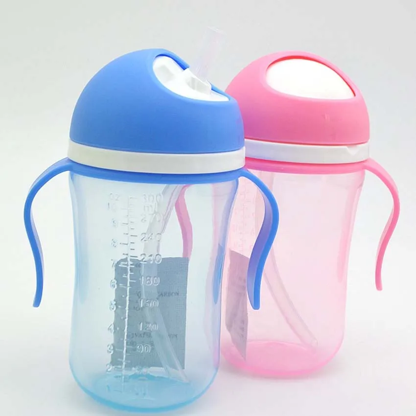 300ml Baby Solid Feeding Straw Cup Infant Newborn Bottle Children Learn
