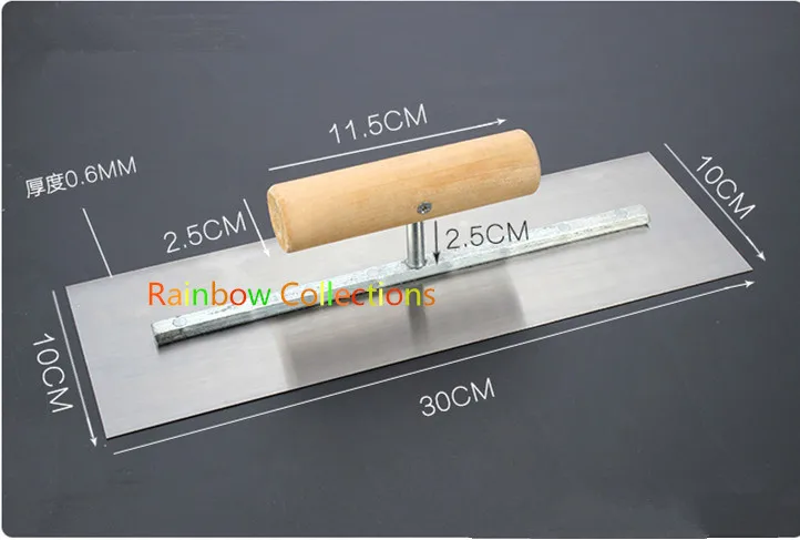 300x100mm High Quality Spring Steel Blade Wood Handle Plaster Trowel Construction Concrete Spatula Tool Free Shipping