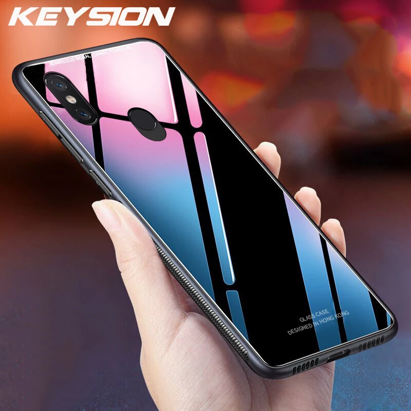 Чехол KEYSION для Xiaomi Pocophone F1 роскошное глянцевое закаленное стекло мягкий