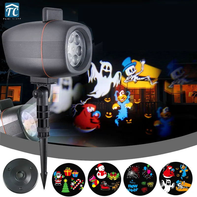 

12 Pattern Projection Film Lamp Card Remote Control Christmas Lights Snowflake Us/UK/EU Plug Light Slides Halloween Decoration