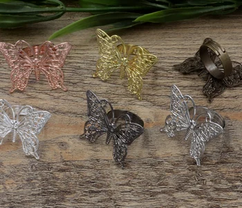 

100pcs 26*36mm Butterfly Pad ring blank Cameo Tray,Bronze/Gold/Silver Ring setting,Handmade DIY Zakka jewelry Finding