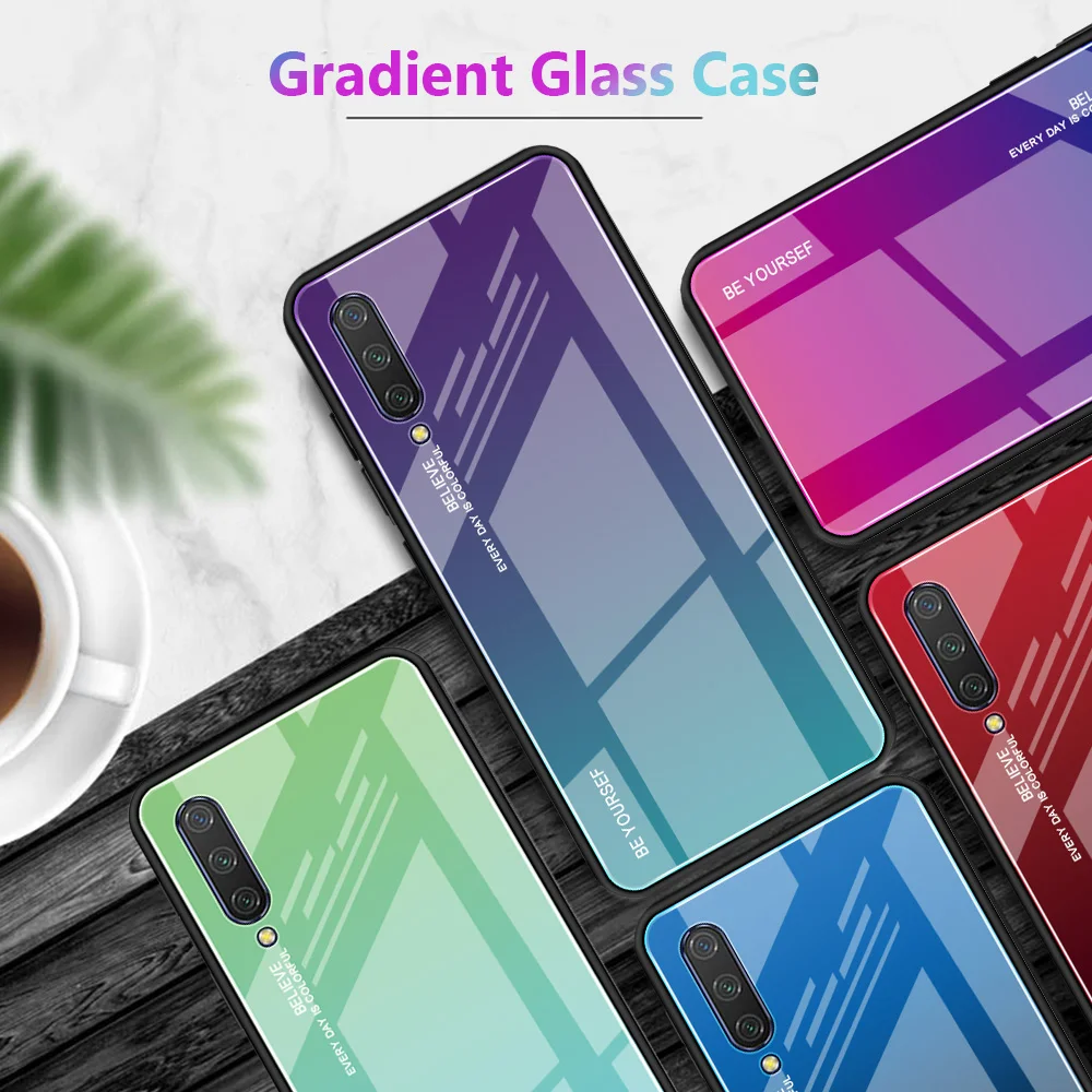 

Gradient Glass Phone Case For Xiaomi Mi CC9 CC 9 MiCC9 Back Cover Shell For Xiomi Micc 9 Tempered Glass luxury Case Fundas Capa