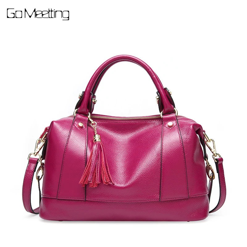 

Go Meetting Ladies Casual Tote Genuine Leather Luxury Handbags Women Shoulder Bags Elegant Female Messenger Crossbody Bag Purse