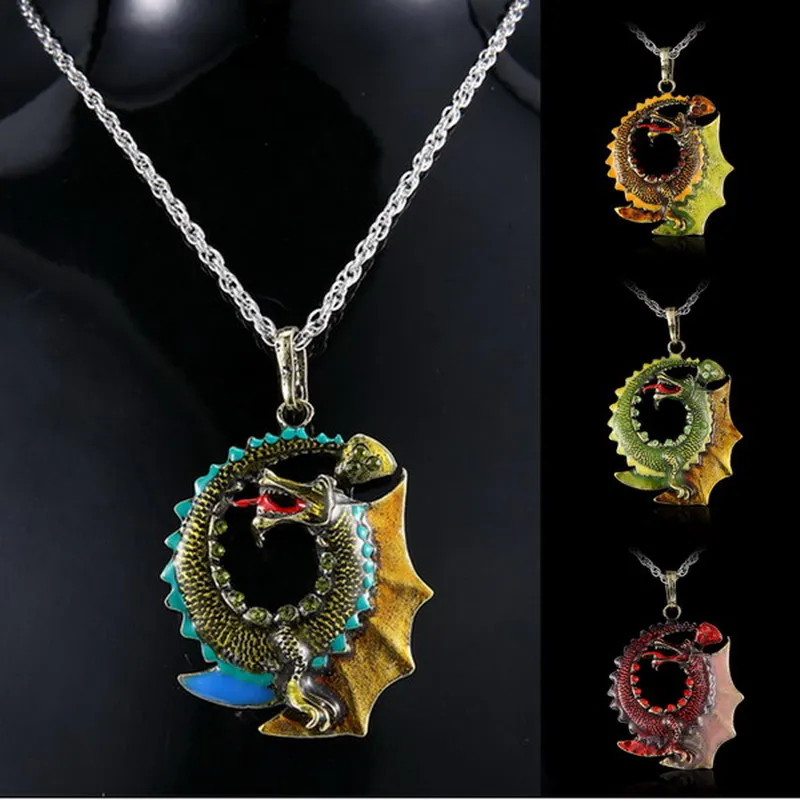 

Game of Throne dragon Vintage necklace for Women Jewelry Gothic Antique Animal Necklace Pendant Long Necklace Sweater necklaces