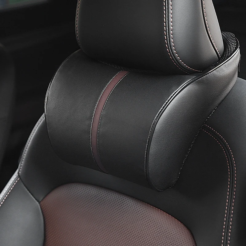 

Car Headrest Car Leather Neck Pillow Pillow Seat Back Support Lumbar Car Accessories