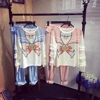 

HOT Short sleeves cotton Pajamas pants suit cute cartoon girl warrior sailor moon princess section cosplay Casual home service