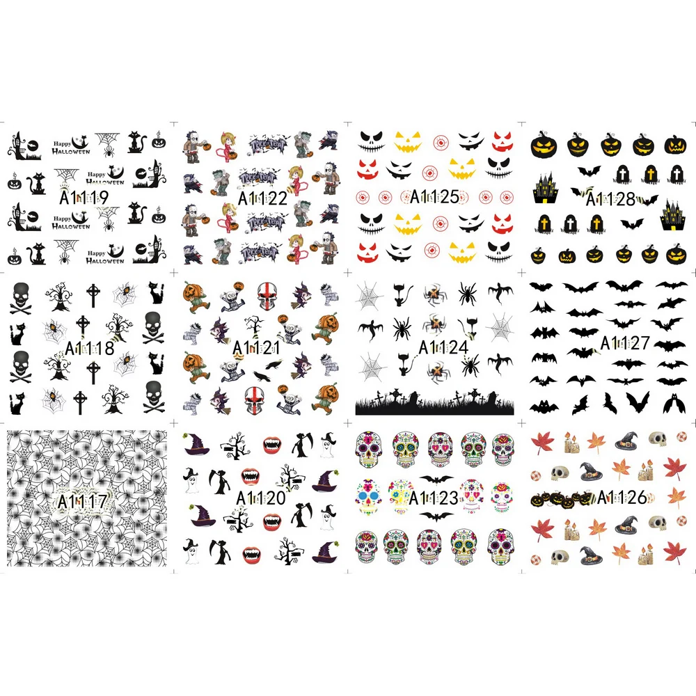 12 упаковок/партия декоративные наклейки для ногтей|water decals|nail halloweenlot nail art |