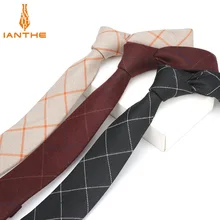 6 см плед мужской галстук-бабочка галстук мода официальный деловой костюм галстук в полоску узкий галстук хлопок тощий бренд рубашки Gravata галстук