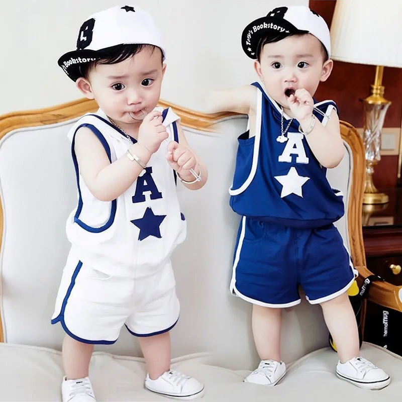 

2019 Summer Kis Clothing Boy Sportswear Suit Boy and Girl Baby Hooded Vest Shorts Boys Clothes Baby Tracksuit