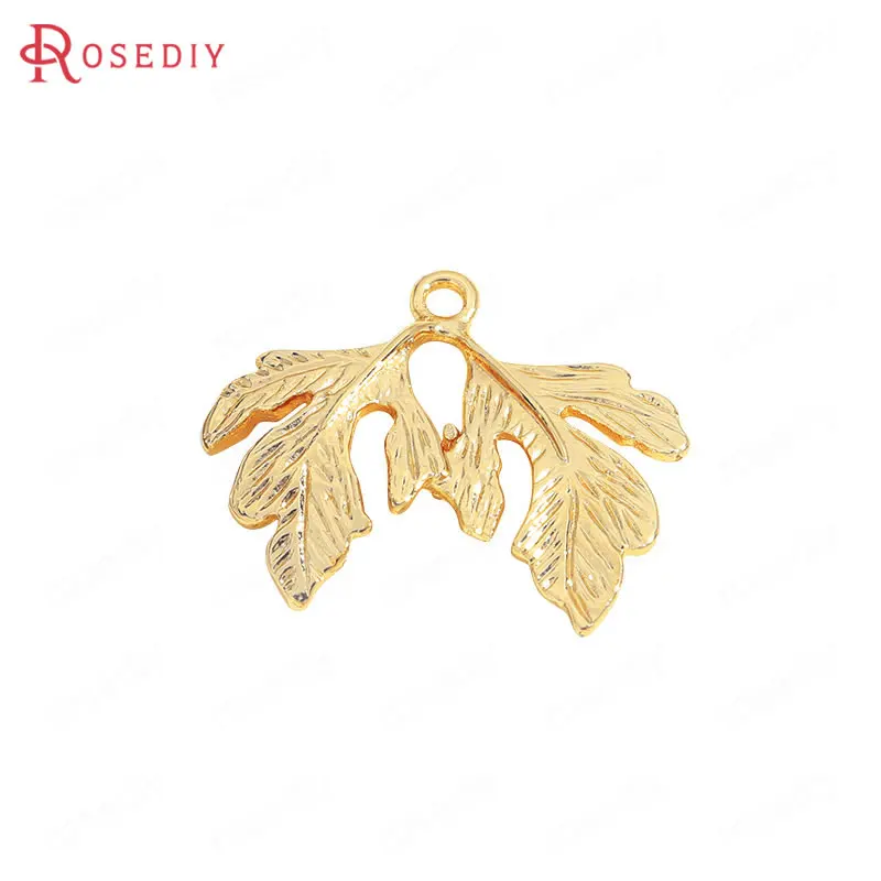 

(35682)10PCS 21x17.5MM 24K Gold Color Brass Tree Leaf Leaves Charms Pendants High Quality Diy Jewelry Findings Accessories