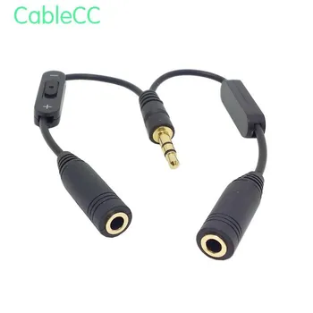 

Black 3.5mm Stereo Male to Double 3.5mm Female Audio Headphone Y Splitter Cable with Volume Switch