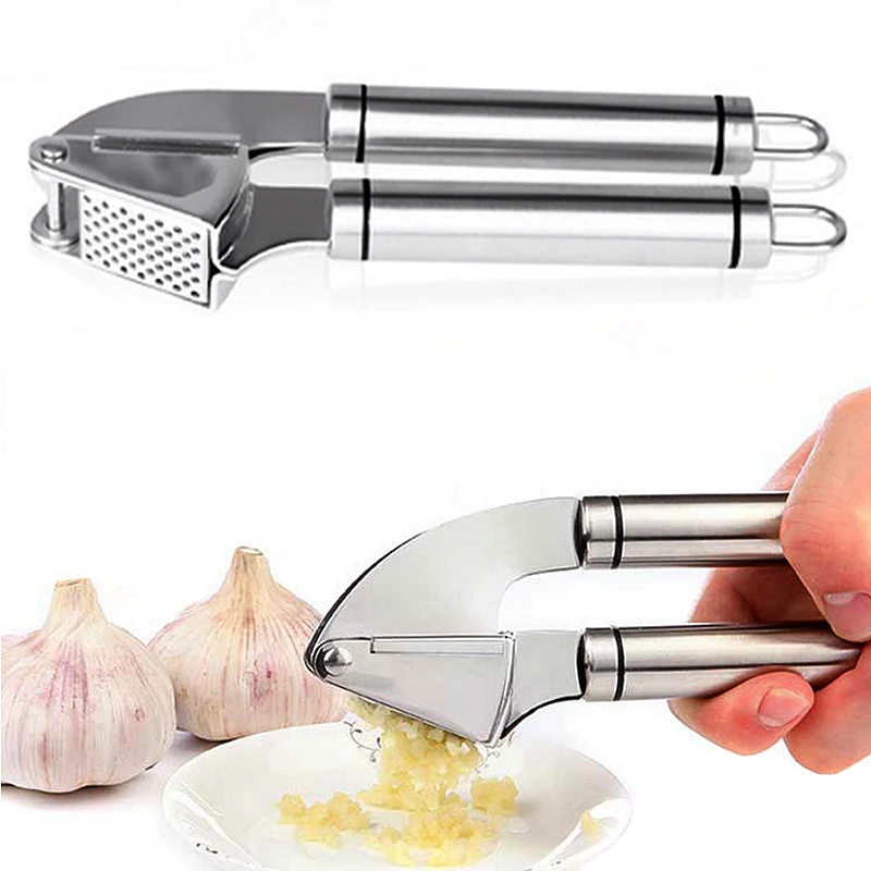1 PC New Stainless Steel Garlic Press Crusher Masher Silicone&Tube Roller Kitchen Tool VHF08 T50