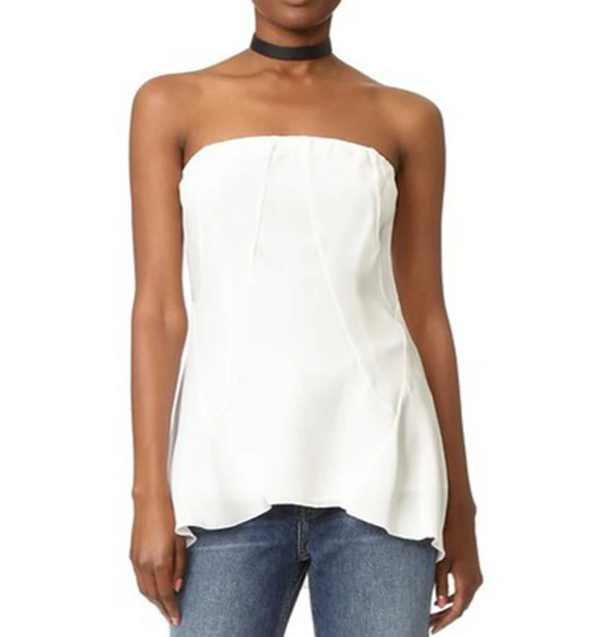 Style No. T150 sexy strapless ladies white silk topin Tank Tops from