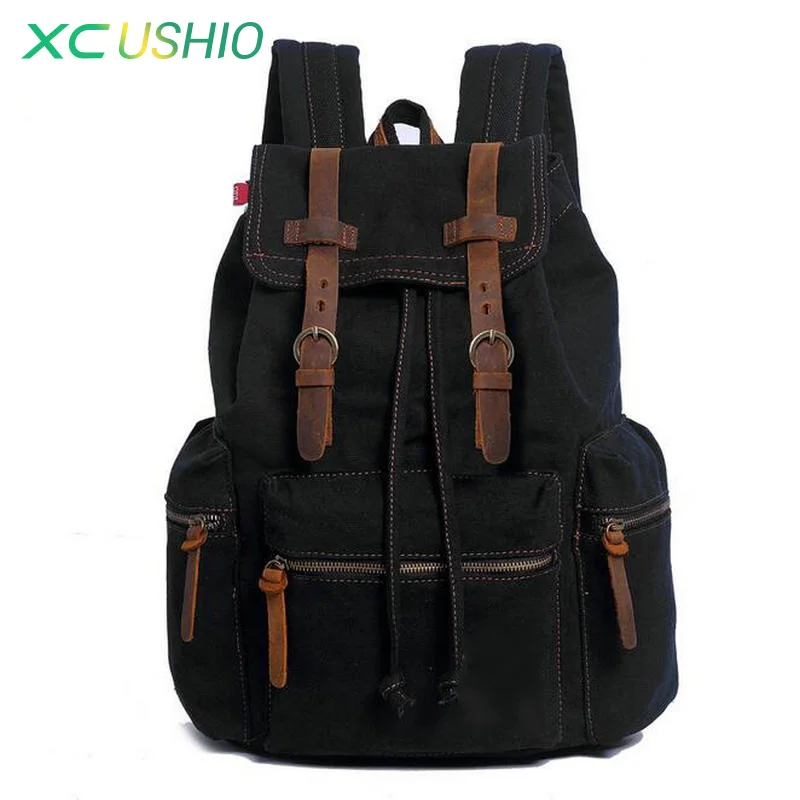 

Multifunctional 30L Canvas Backpack Unisex Laptop Bag Rucksack Shoulder Bag Outdoor Hiking Travel School Bag