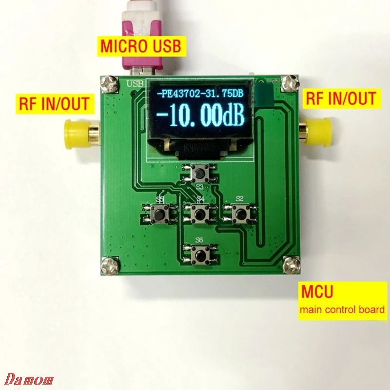 PE43702 31 75 дБ Цифровой RF модуль аттенюатора 9 K 4 GHz 0 25 dB шаговый точность с OLED для