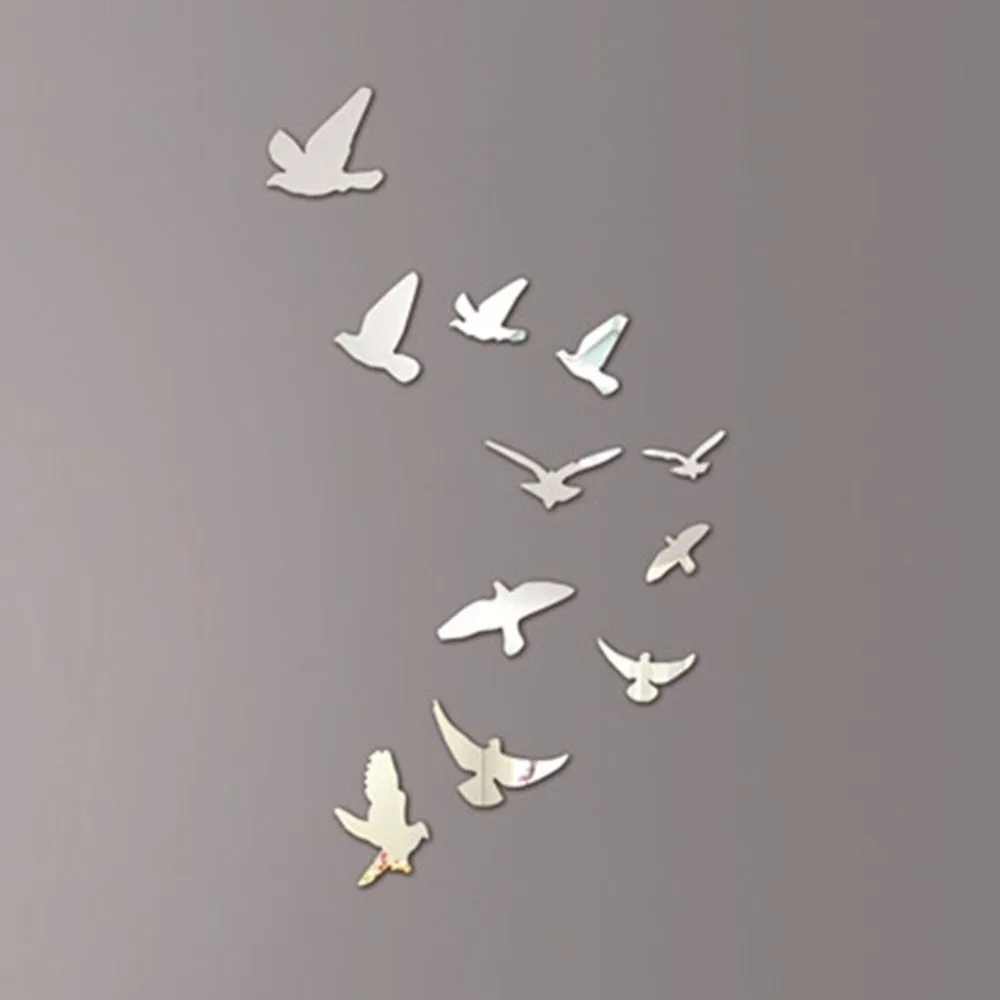 11ps Set Fashion Creative DIY Acrylic Mirror Wall Stickers Art Wall