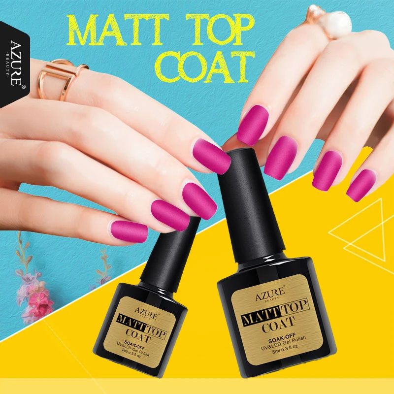 

Azure Beauty Matte Top Coat UV Nail Gel Polish Long Lasting Top Coat UV Gel Nails Varnish Soak Off Matt Top Led Lamp Nail Glue