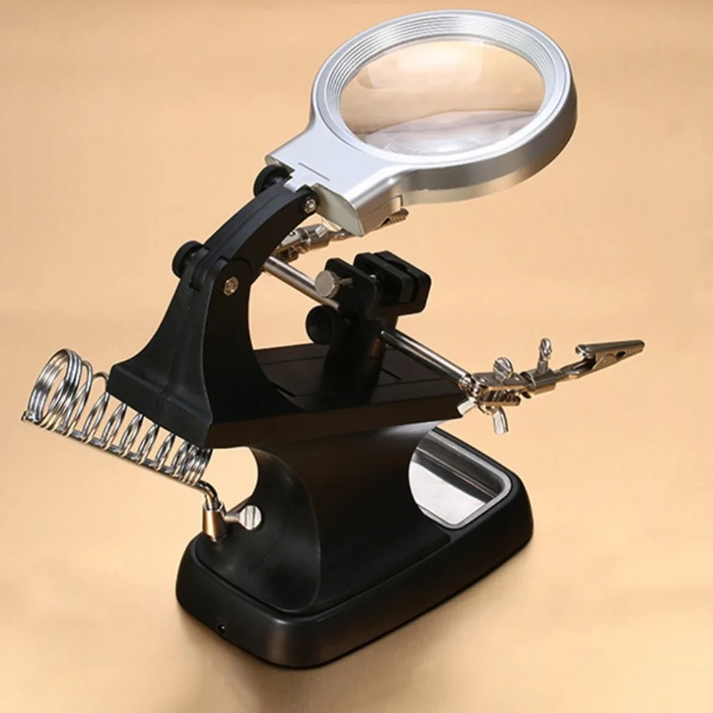 Magnifying Glass 3X 4.5X Desk Lens Clamp Stand 360 Degrees Rotation LED Maintenance Lamp Light Magnifier | Инструменты
