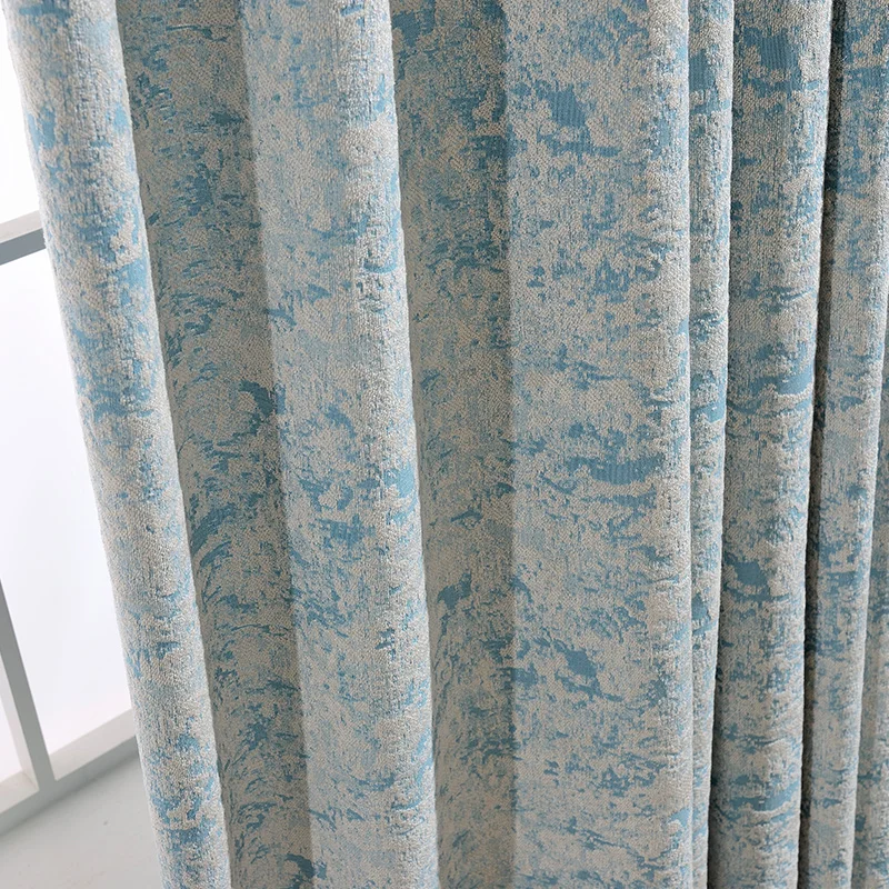 

Custom curtain Simple modern Nordic style shading chenille Flocked curtain livingroomr bedroom blackout curtain M270