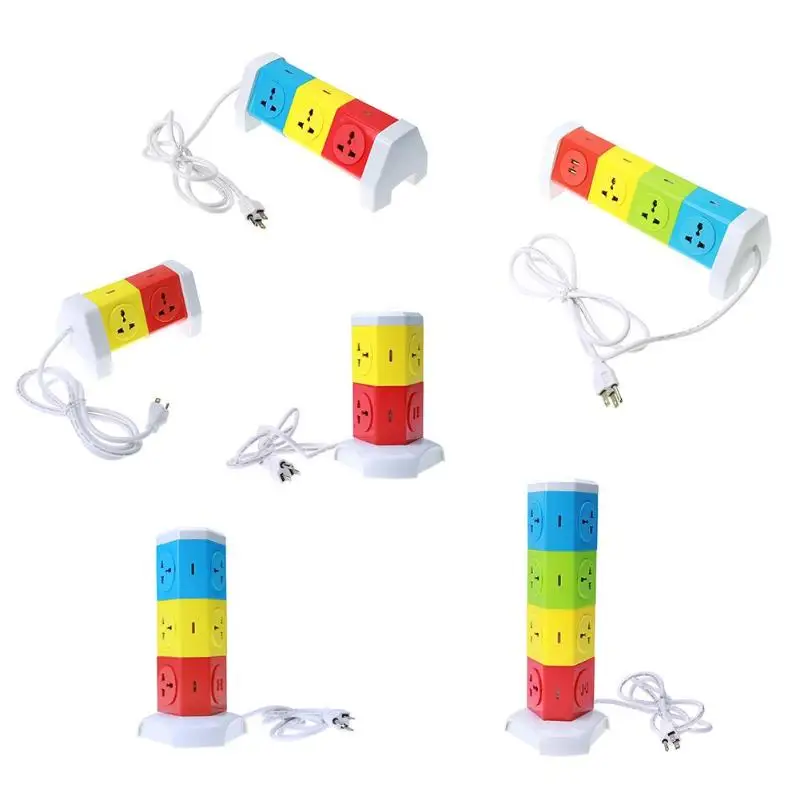 

Colorful Power Strip Plug with USB Port Fast Charging USB Extension Socket E5M1