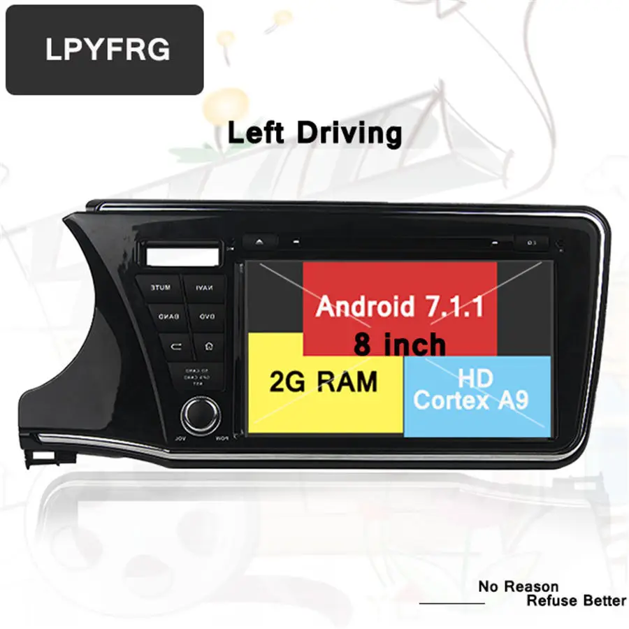 Flash Deal 2GB RAM 9 inch 2 din Android 7.1 Car Radio DVD player GPS For Honda City 2014 2015-17 Multimedia Navigation Head Device With DAB 1