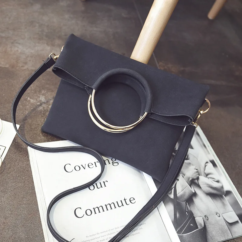 Fashion new 2 pcs Women Handbags High-quality Matte PU Leather Women bag Open Metal Ring Envelopes Portable Shoulder bag