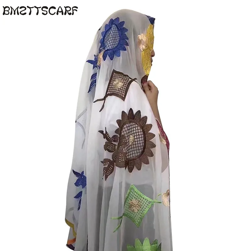 Novo africano feminino cachecol bordado muçulmano grande