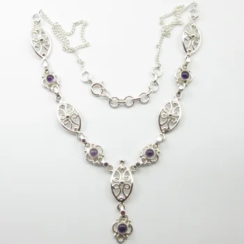 

Purple AMETHYSTSs Gemset Necklace 18.9" ! Fine Jewelry
