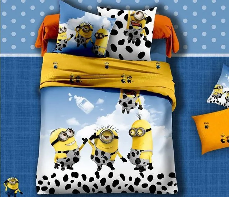Cow Minion bed bedding set king queen size cartoon for kids bedspreads