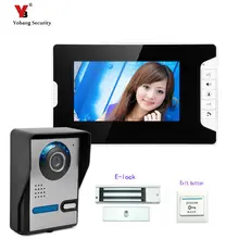 Yobang Security freeship Wired 7 inch Color Screen Door Phone Video intercom System Waterproof Door bell Camera +Electric lock