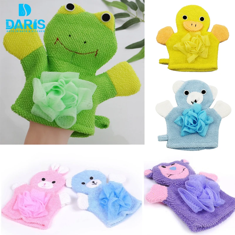 Cartoon Animals Kids Bath Mitten Buddy Duck Frog Rabbit Fun Children