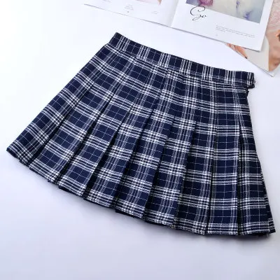 Женская модная летняя плиссированная юбка с высокой талией, юбка для косплея, kawaii, женские мини-юбки, короткая юбка для девочек, DanceSkirt - Цвет: 8710-2