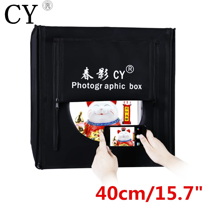 

CY 40*40cm LED Photo Studio Softbox Shooting Light Tent Soft Box + Portable Bag + AC Adapter for Jewelry Toys Shoting