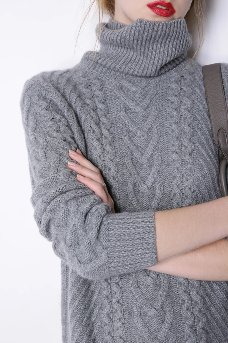 Джемпер распродажа шерстяных пуловер свитеры для женщин 2018 для Горячая высокий воротник кашемир длинный свитер женский витой свободные