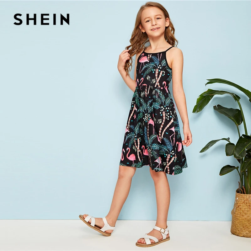 SHEIN Kiddie/красное платье в горошек с рюшами и открытыми плечами для девочек г. летнее расклешенное платье до колена с короткими рукавами для отдыха в стиле бохо