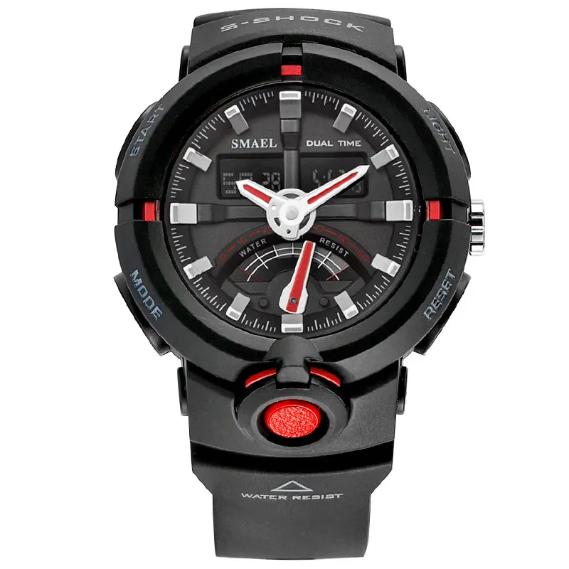 Часы мужские спортивные черные красные 1637|hombre|hombre reloj |