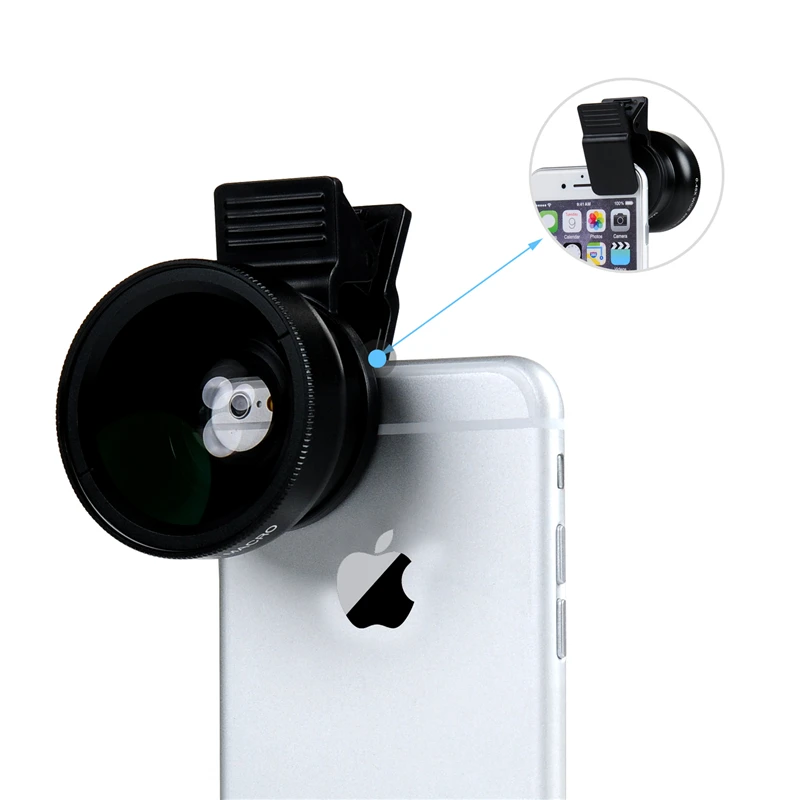 TURATA 0.45X Wide Angle+12.5X Macro Lens Professional HD Phone Camera Lens For iPhone 8 7 6 6S Plus 5 5S SE Xiaomi Samsung LG