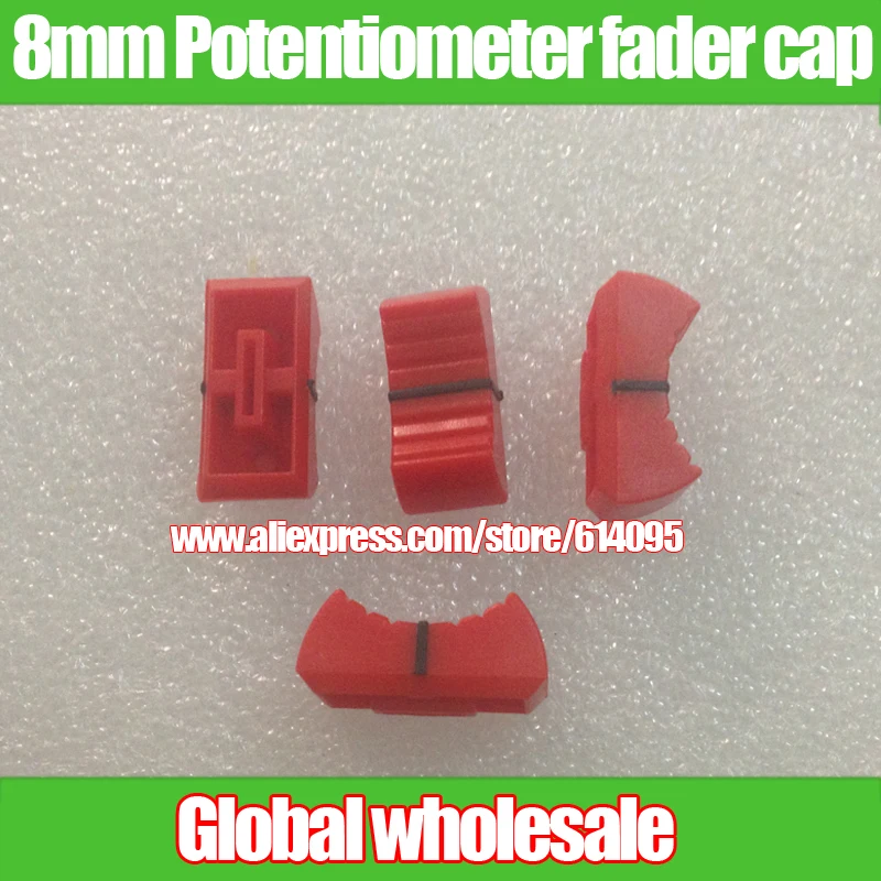 10pcs Red Mixer Dimming table Straight Slip Potentiometer Fader Knob Cap / Push Button 8mm Hole | Электронные компоненты и