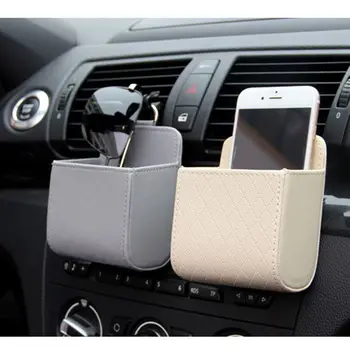 

Car Vent Outlet Trash Box PU Leather Car Mobile Phone Holder Car Hanging Organizer Bag Car Styling Car Accessories