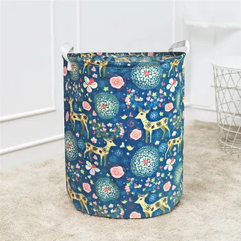 

Folding Canvas Laundry Basket Clothes Storage Basket Dirty Clothes Container Waterproof 2020 new Year decoration