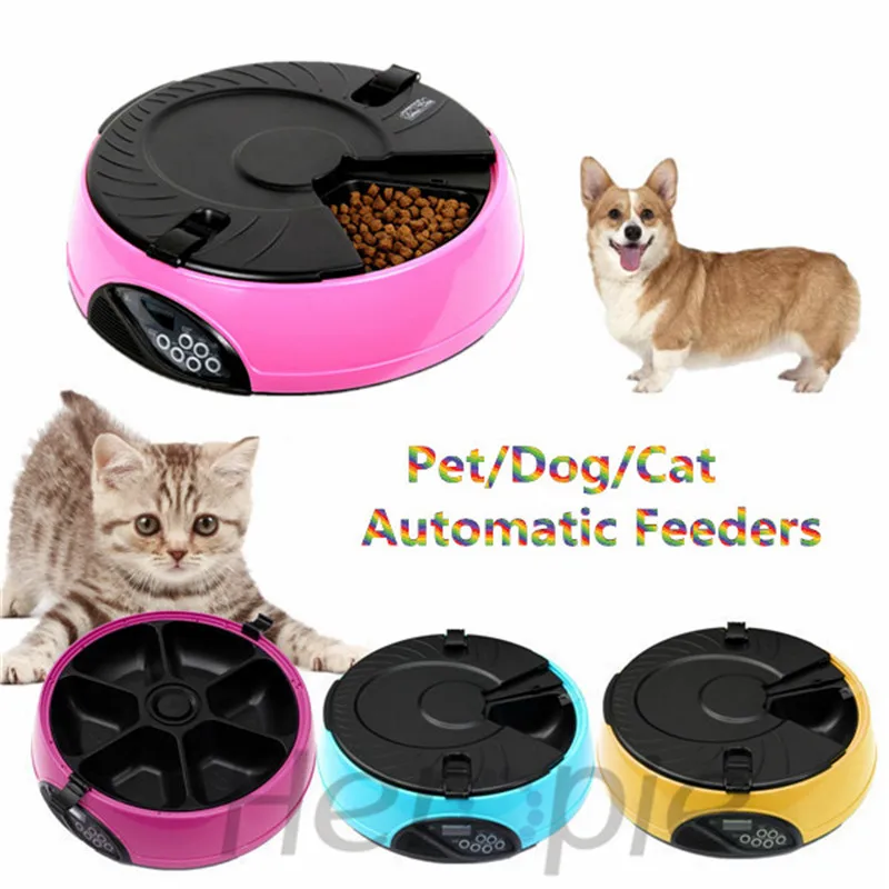 

Heropie High Quality Pet supplier Pet Dog Cat automatic feeders 6 Meals LCD Digital Automatic Recorder Bowl Meal Dispenser