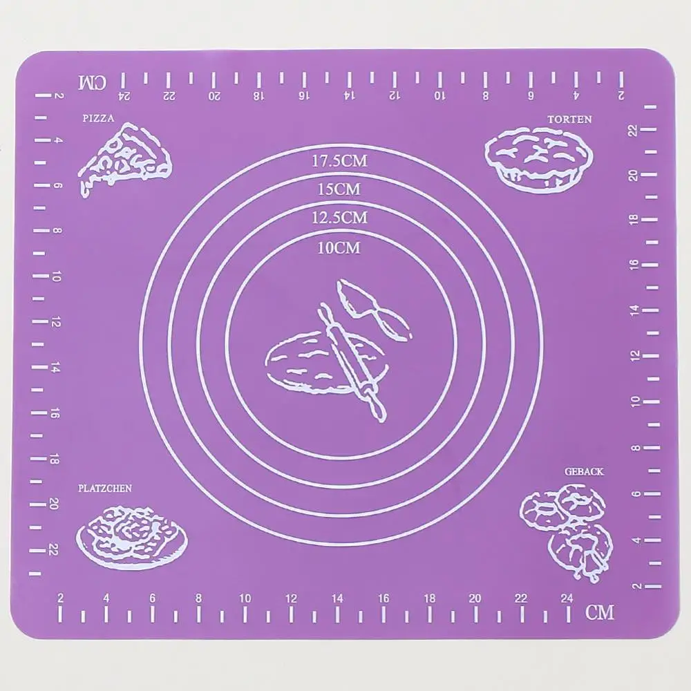 Silicone Baking Mat Non-Stick with Scale Liner Pad Pastry Rolling Dough Fondant Baking Pastry Bakeware Tools 29*26 cm - Цвет: Purple