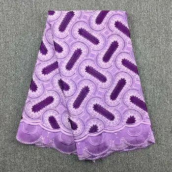 

High Quality Swiss Voile Lace 5Yards African Cotton Swiss Voile Lace Lilac Purple In Switzerland Cotton Africa Lace 060