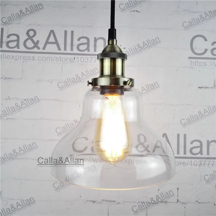 Retro bronze lamp glass pendant lamps vintage brass finished hanging