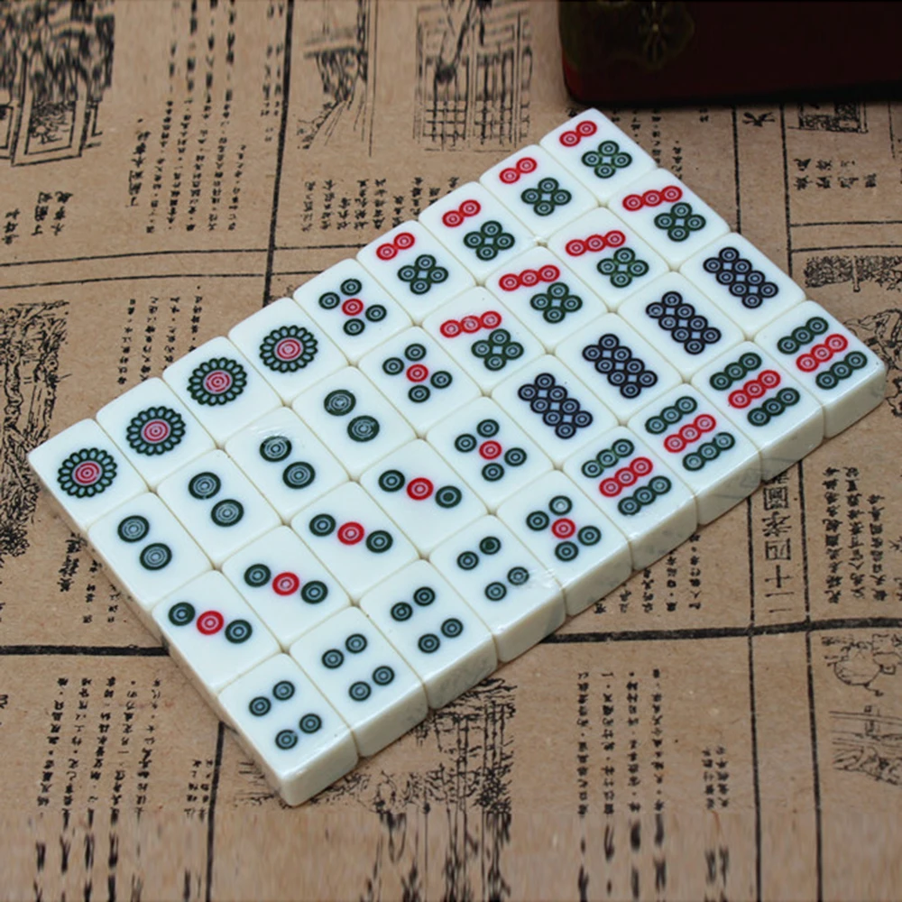 Chinese Numbered Mahjong Set 144 Tiles Mah-Jong Set Portable Chinese Toy with Box Fiber board for fun Outdoor Camping